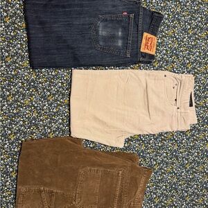Levi's,Tommy hilfiger and Old navy pants (2) corduroy (1) blue jeans